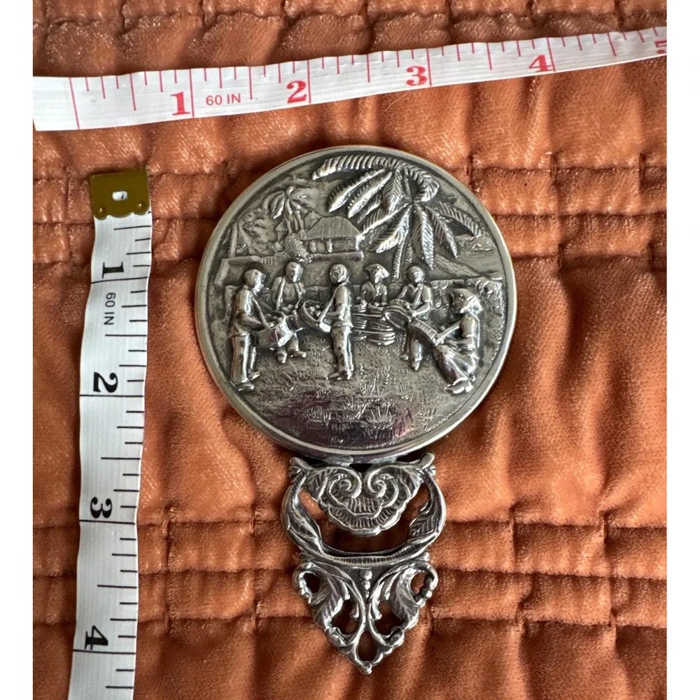 Vintage Hans Jensen Denmark Silver Plated Hand Mirror